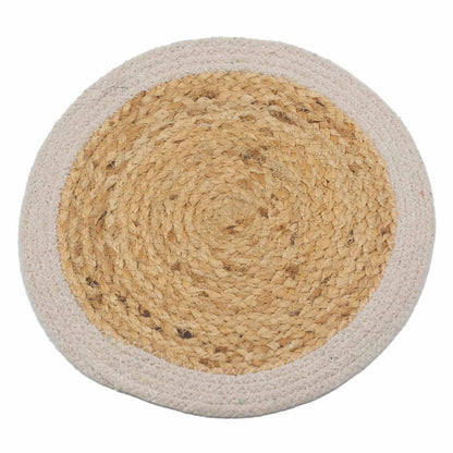 Natural Place Mat - Jute & Cotton 30cm - Ivory Border - DuvetDay.co.uk