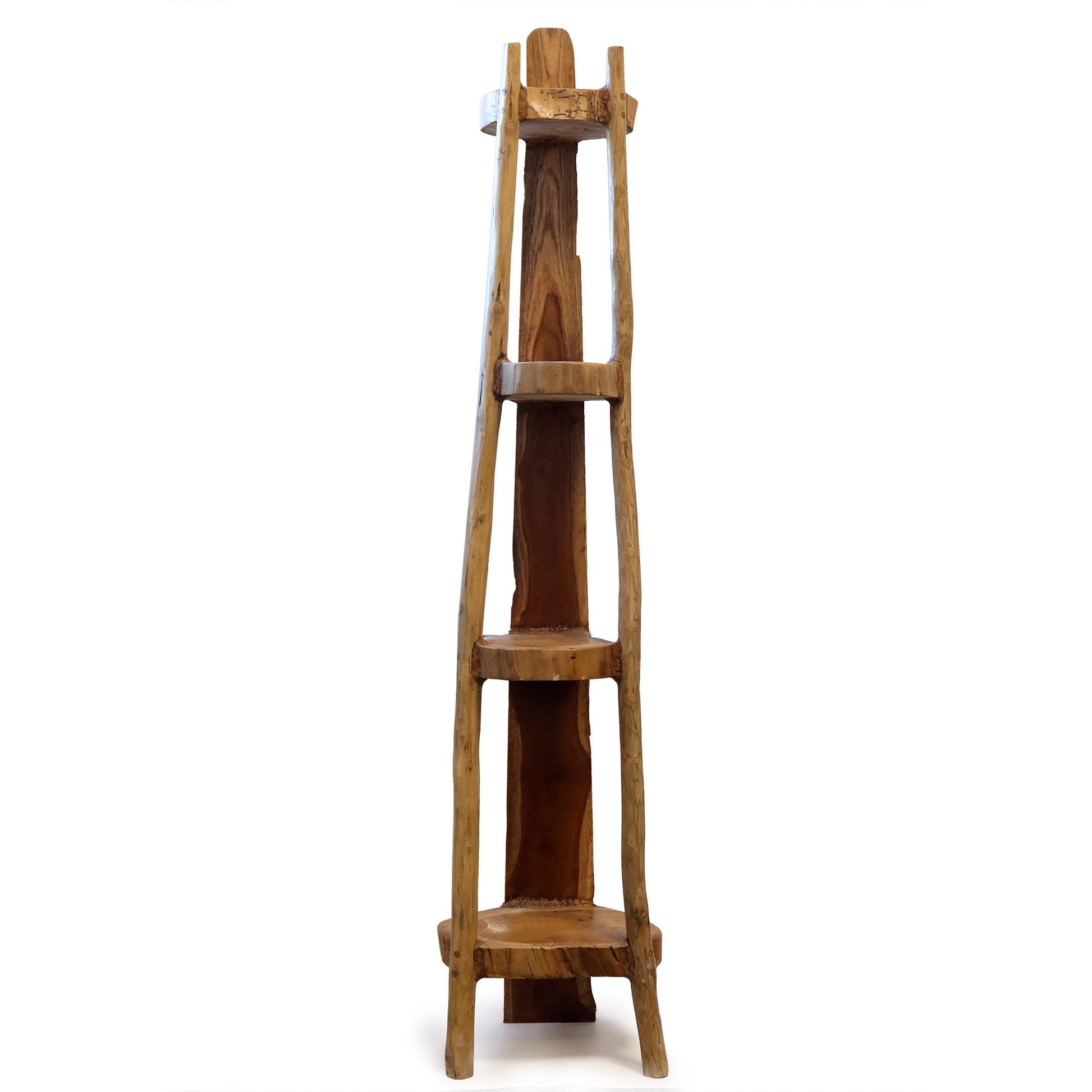 Natural Teak Corner Unit 4 Shelves - 135cm high - DuvetDay.co.uk