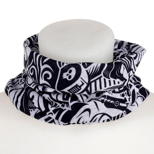 Neck Warmer Tube Scarf - Black & White Graffiti - DuvetDay.co.uk