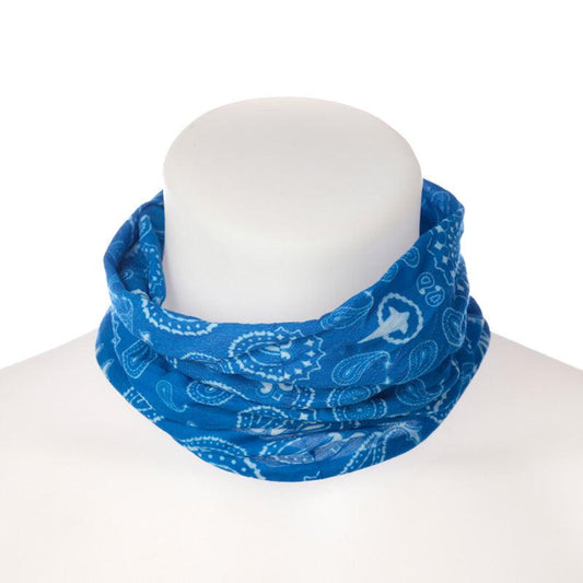 Neck Warmer Tube Scarf - Blue Patterned - DuvetDay.co.uk