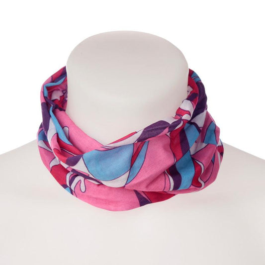 Neck Warmer Tube Scarf - Pink Patterned - DuvetDay.co.uk
