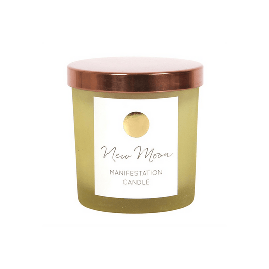 New Moon Wild Orange Manifestation Candle with Clear Quartz - DuvetDay.co.uk