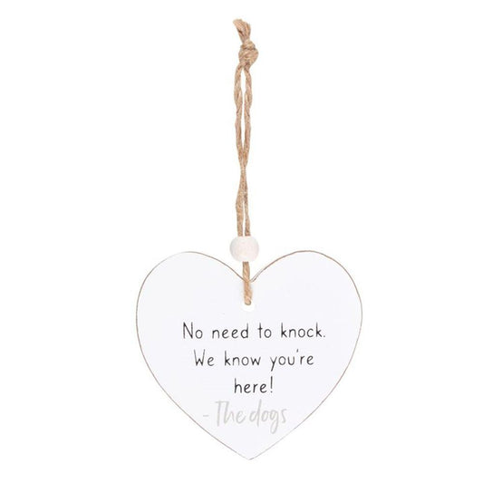 No Need To Knock Hanging Heart Sentiment Sign - DuvetDay.co.uk