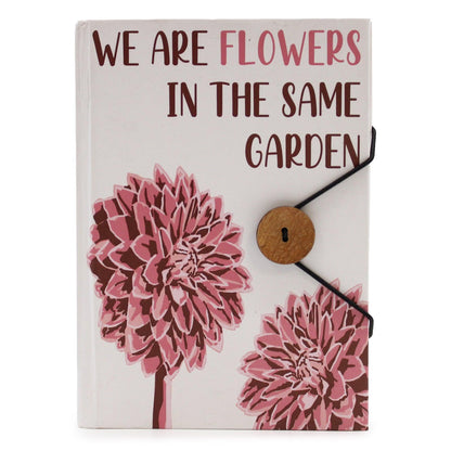 Notebook with strap - Flowers in the same garden - DuvetDay.co.uk
