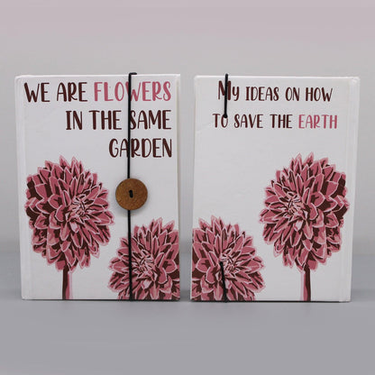 Notebook with strap - Flowers in the same garden - DuvetDay.co.uk