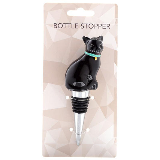 Novelty Ceramic Bottle Stopper - Black Cat - DuvetDay.co.uk