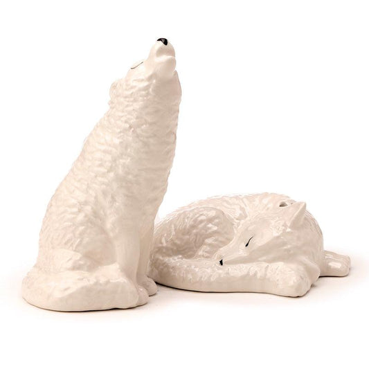Novelty Ceramic Salt and Pepper - White Wolf - DuvetDay.co.uk