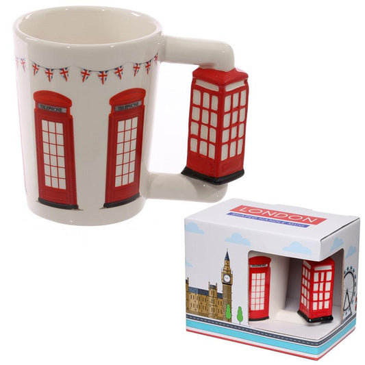 Novelty Ceramic Shaped Handle Telephone Box Mug - DuvetDay.co.uk