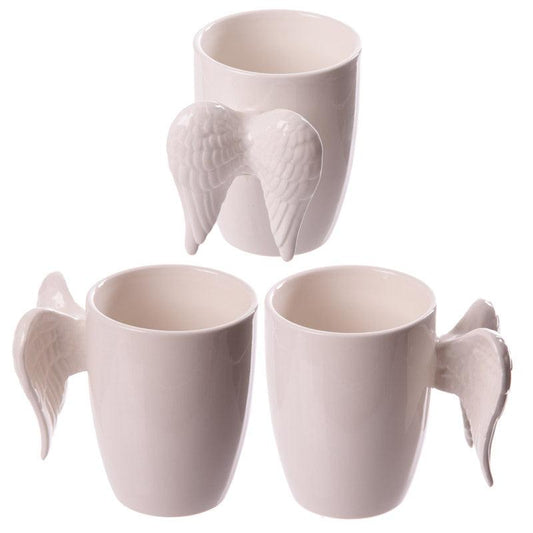 Novelty Ceramic White Angel Wings Mug - DuvetDay.co.uk