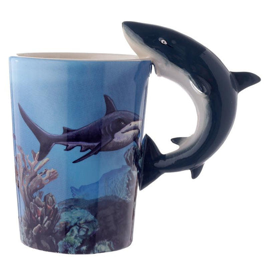 Novelty Sealife Design Shark Shaped Handle Ceramic Mug - DuvetDay.co.uk