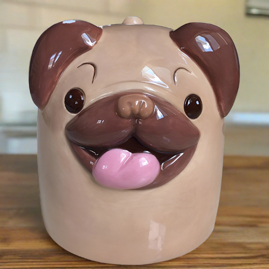 Novelty Upside Down Ceramic Mug - Mopps Pug