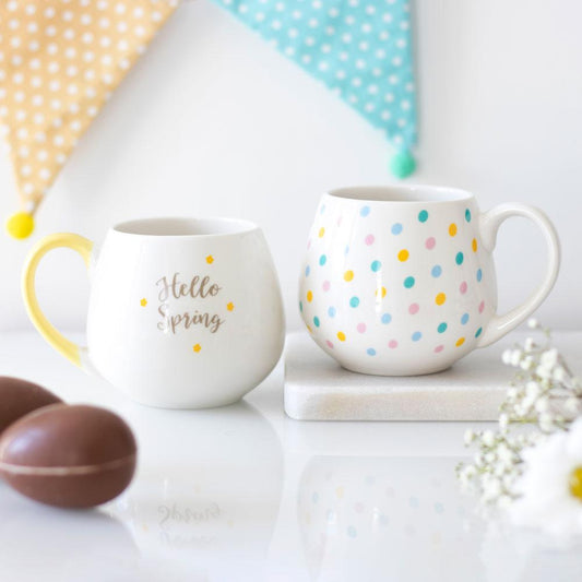 Pastel Coloured Spotted Polka Dot Rounded Mug - DuvetDay.co.uk