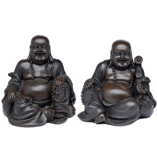 Peace of the East Brushed Wood Effect Lucky Buddha - DuvetDay.co.uk