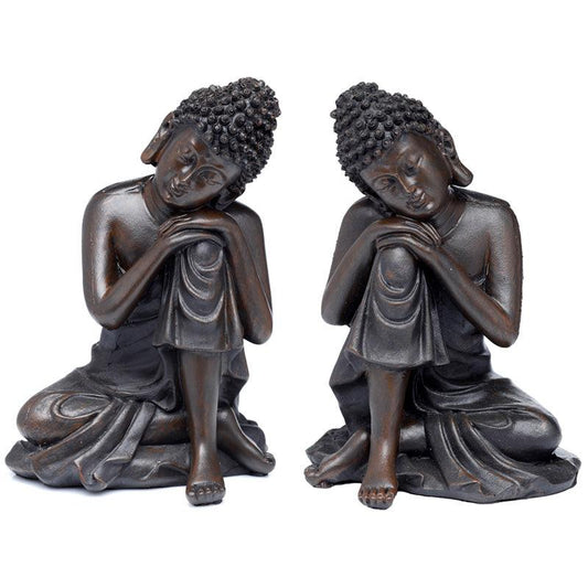 Peace of the East Brushed Wood Effect Small Thai Buddha - DuvetDay.co.uk