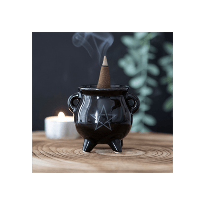 Pentagram Cauldron Ceramic Incense Holder - DuvetDay.co.uk