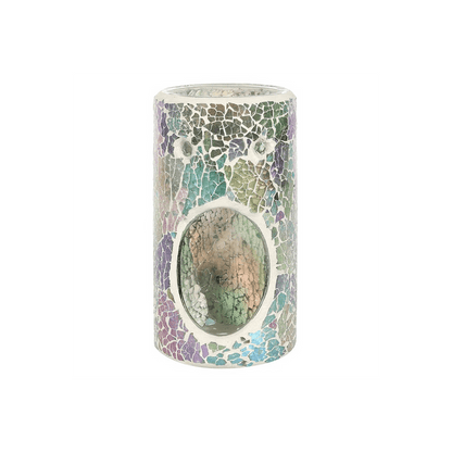 Pillar Light Blue Iridescent Crackle Oil Burner - DuvetDay.co.uk