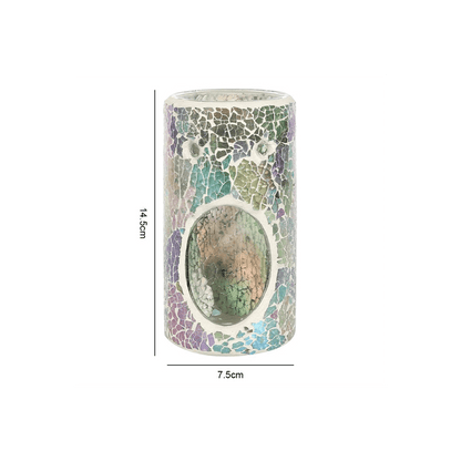 Pillar Light Blue Iridescent Crackle Oil Burner - DuvetDay.co.uk