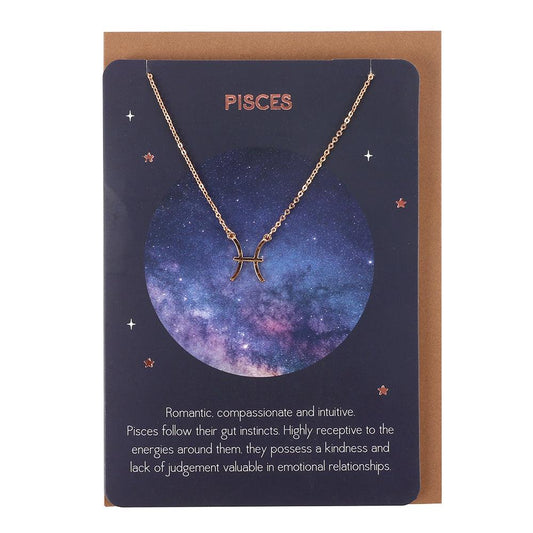 Pisces Zodiac Necklace Card - DuvetDay.co.uk