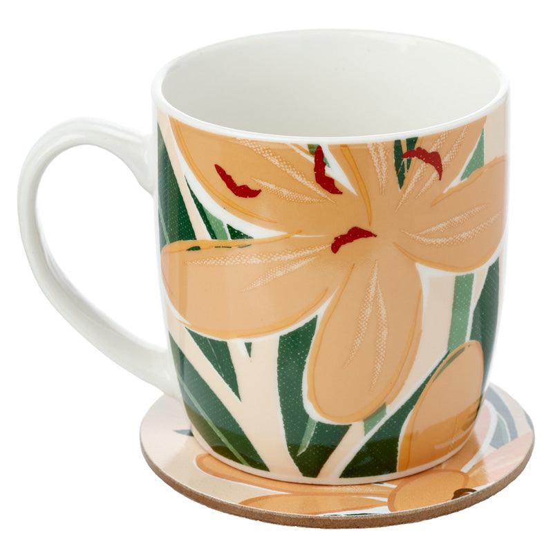 Porcelain Mug and Coaster Gift Set - Florens Hesperantha