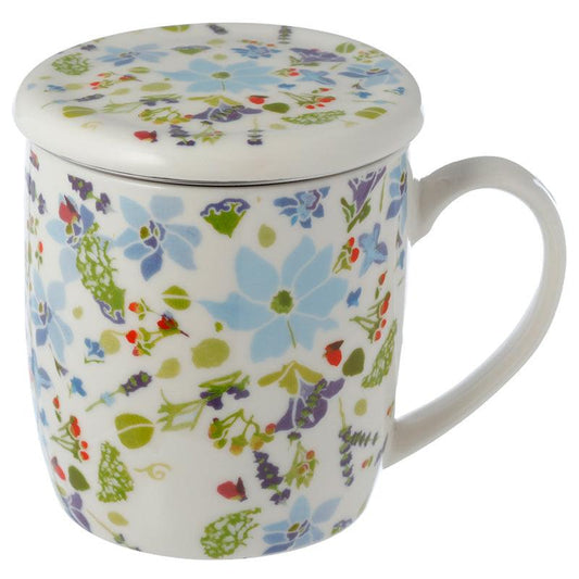 Porcelain Mug & Infuser Set - Julie Dodsworth Lavender Gardens - DuvetDay.co.uk