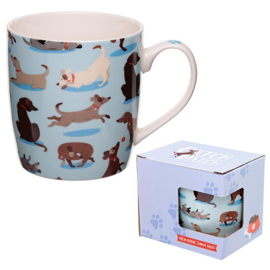 Porcelain Mug - Catch Patch Dog Design - DuvetDay.co.uk