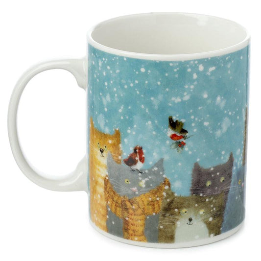 Porcelain Mug - Jan Pashley Christmas Cats - DuvetDay.co.uk