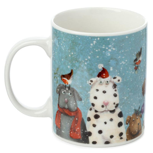 Porcelain Mug - Jan Pashley Christmas Dogs - DuvetDay.co.uk