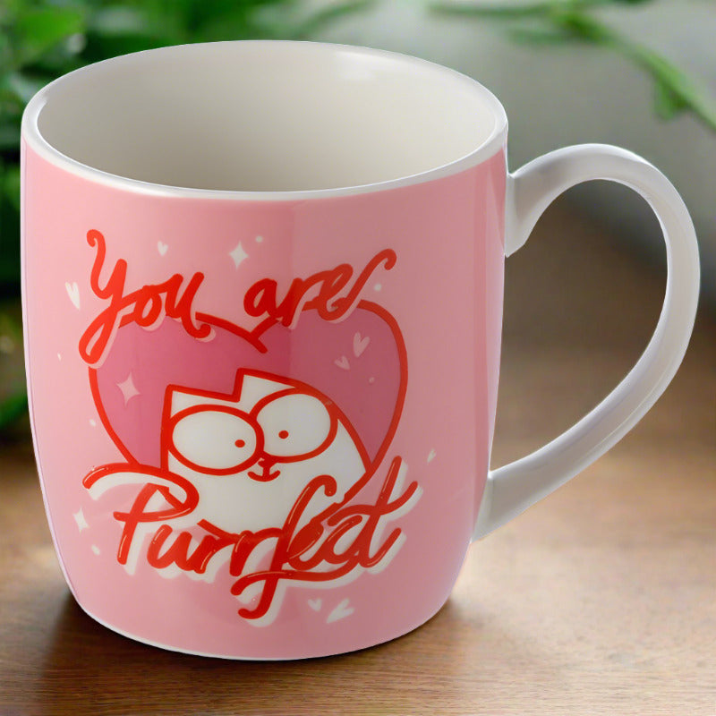 Porcelain Mug - Pink You are Purrfect Valentine's Simon's Cat Porcelain Mug - DuvetDay.co.uk
