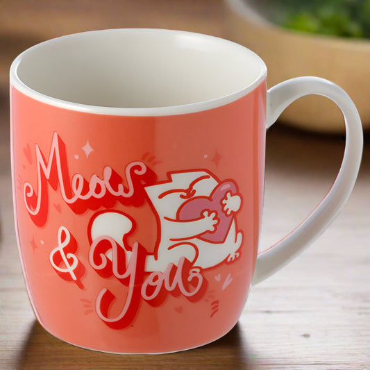 Porcelain Mug - Red Meow & You Valentine's Simon's Cat Porcelain Mug - DuvetDay.co.uk