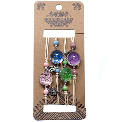 Pressed Flowers - Pretty Flower & Leaf Braclet - DuvetDay.co.uk