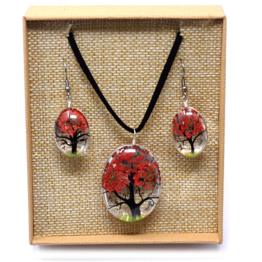 Pressed Flowers - Tree of Life set - Coral - DuvetDay.co.uk