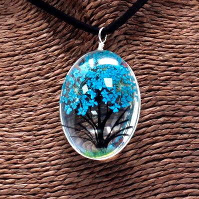 Pressed Flowers - Tree of Life set - Teal - DuvetDay.co.uk