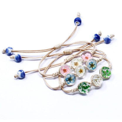Pressed Flowers - Tri-Flower Braclet - DuvetDay.co.uk