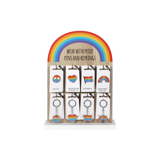 Pride Rainbow Pin and Keyring Display - DuvetDay.co.uk