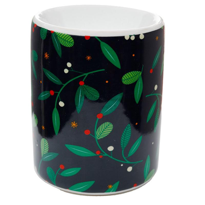 Printed Ceramic Oil Burner - Christmas Mistletoe & Winter Berries