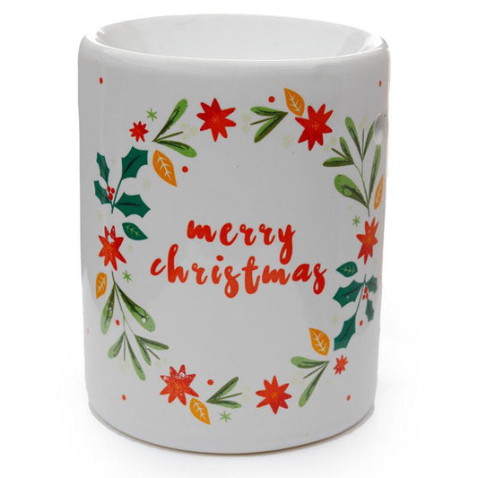 Printed Ceramic Oil Burner - Merry Christmas Wreath