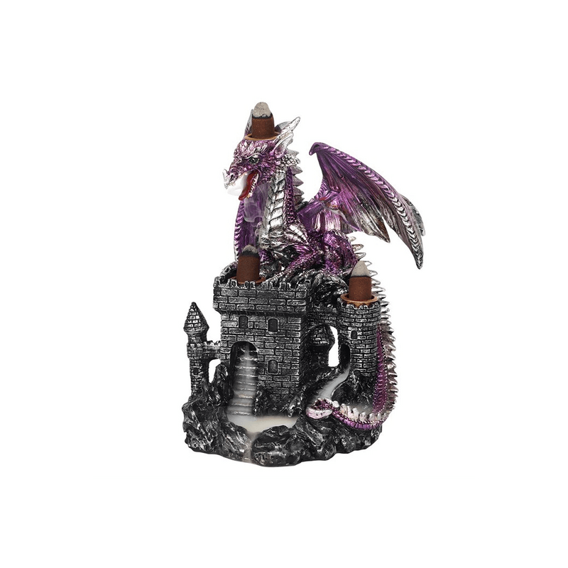 Purple Dragon on Castle Backflow Incense Burner - DuvetDay.co.uk