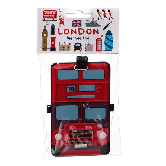 PVC Luggage Tag - London Icons London Bus - DuvetDay.co.uk