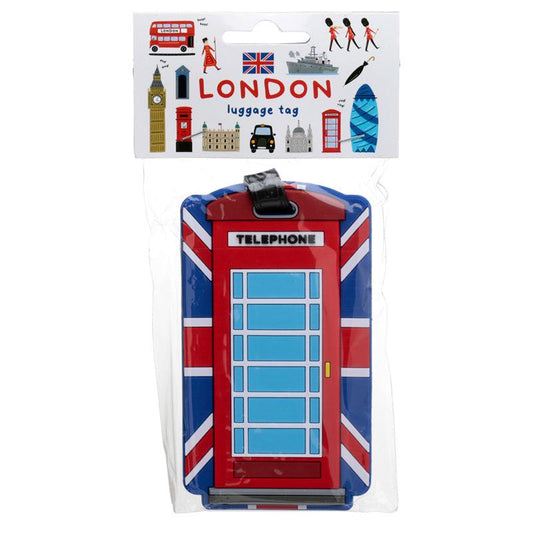 PVC Luggage Tag - London Souvenir Union Jack Telephone Box - DuvetDay.co.uk