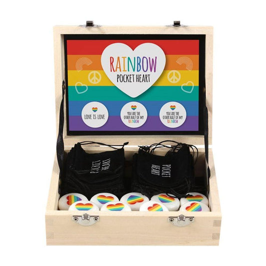 Rainbow Heart Pocket Sentiment Stones - DuvetDay.co.uk