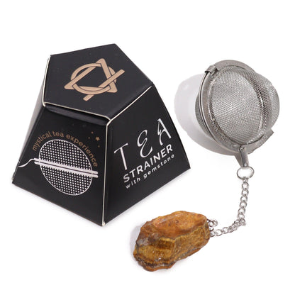 Raw Crystal Gemstone Tea Strainer - Gold Tigers Eye - DuvetDay.co.uk