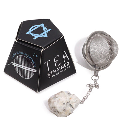 Raw Crystal Gemstone Tea Strainer - Rainbow Moonstone - DuvetDay.co.uk