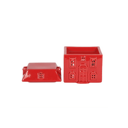 Red Ceramic House Oil Burner - DuvetDay.co.uk