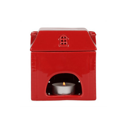 Red Ceramic House Oil Burner - DuvetDay.co.uk