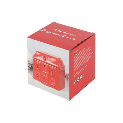 Red Ceramic House Oil Burner - DuvetDay.co.uk