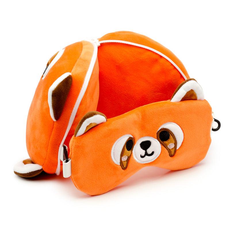 Red Panda Relaxeazzz Plush Round Travel Pillow & Eye Mask Set - DuvetDay.co.uk