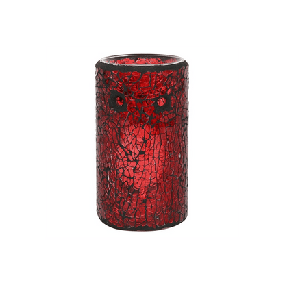 Red Pillar Crackle Glass Oil Burner - DuvetDay.co.uk