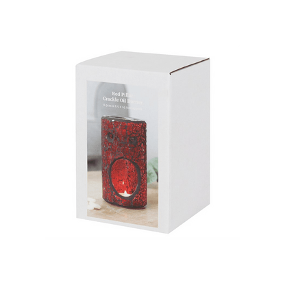 Red Pillar Crackle Glass Oil Burner - DuvetDay.co.uk