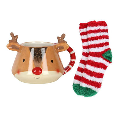 Reindeer Mug and Socks Set - DuvetDay.co.uk