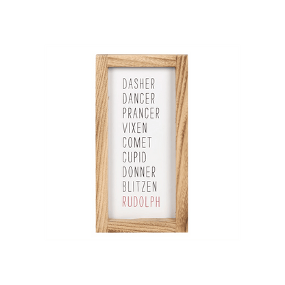 Reindeer Names Wooden Sign - DuvetDay.co.uk